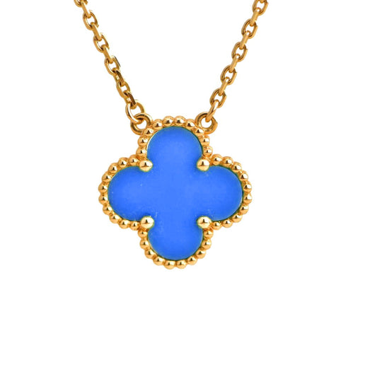 [Love Lucky]CLOVER 15MM BLAUER ACHAT HALSKETTE
