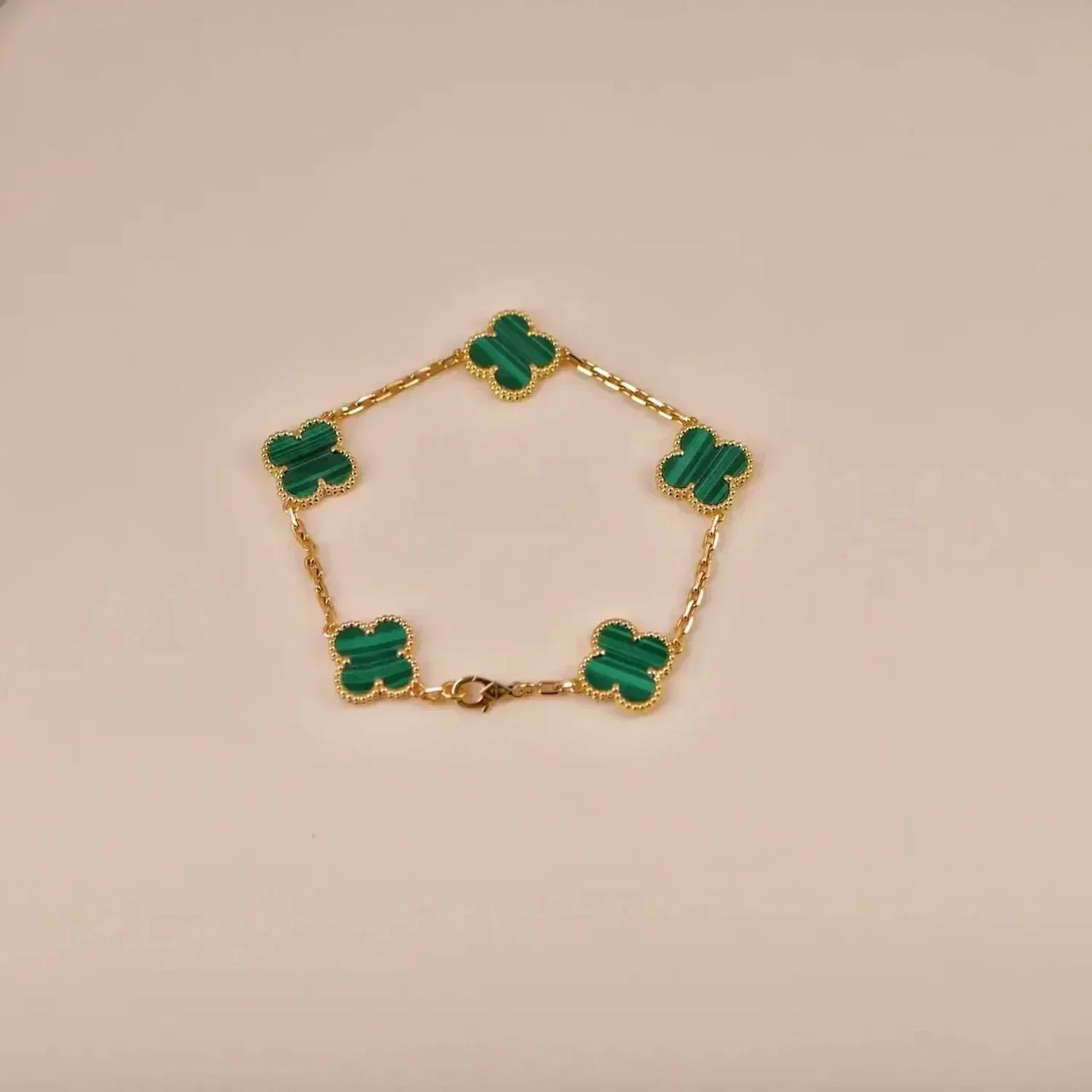 [Love Lucky]CLOVER 5 MOTIFS MALACHIT ARMBAND 