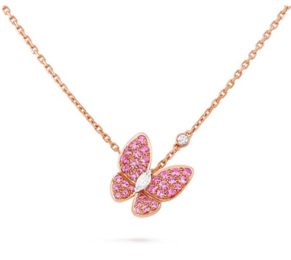 [Love Lucky] SCHMETTERLING ROTE DIAMANT ROSÉGOLD HALSKETTE