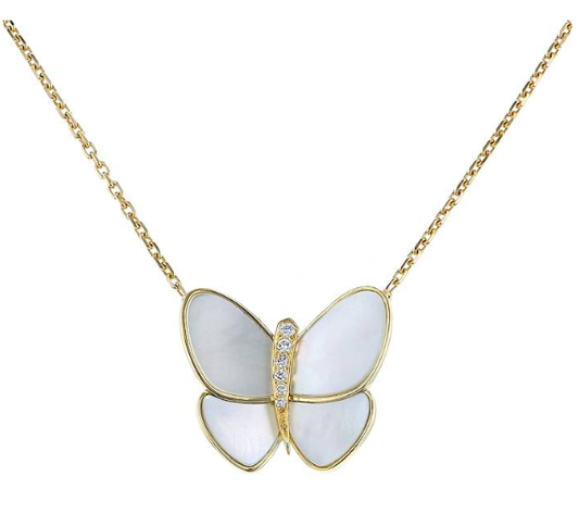 [Love Lucky] SCHMETTERLING GOLD MOP DIAMANT HALSKETTE