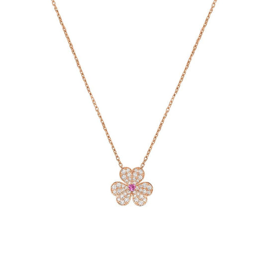 [Love Lucky]FRIVOLE ROSÉGOLD-HALSKETTE MIT BLUMEN UND DIAMANTEN