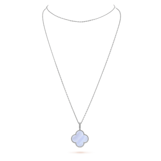 [Love Lucky]CLOVER SILBER CHALCEDON BIG CLOVER HALSKETTE