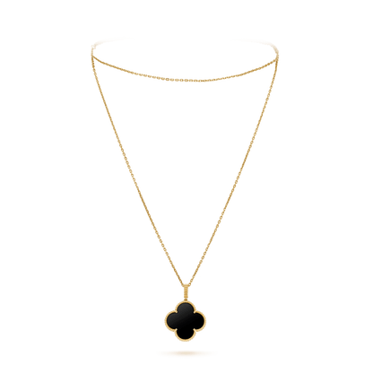[Love Lucky]CLOVER 25MM GOLD ONYX BIG CLOVER HALSKETTE