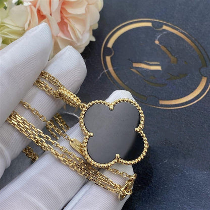 [Love Lucky]CLOVER 25MM GOLD ONYX BIG CLOVER HALSKETTE