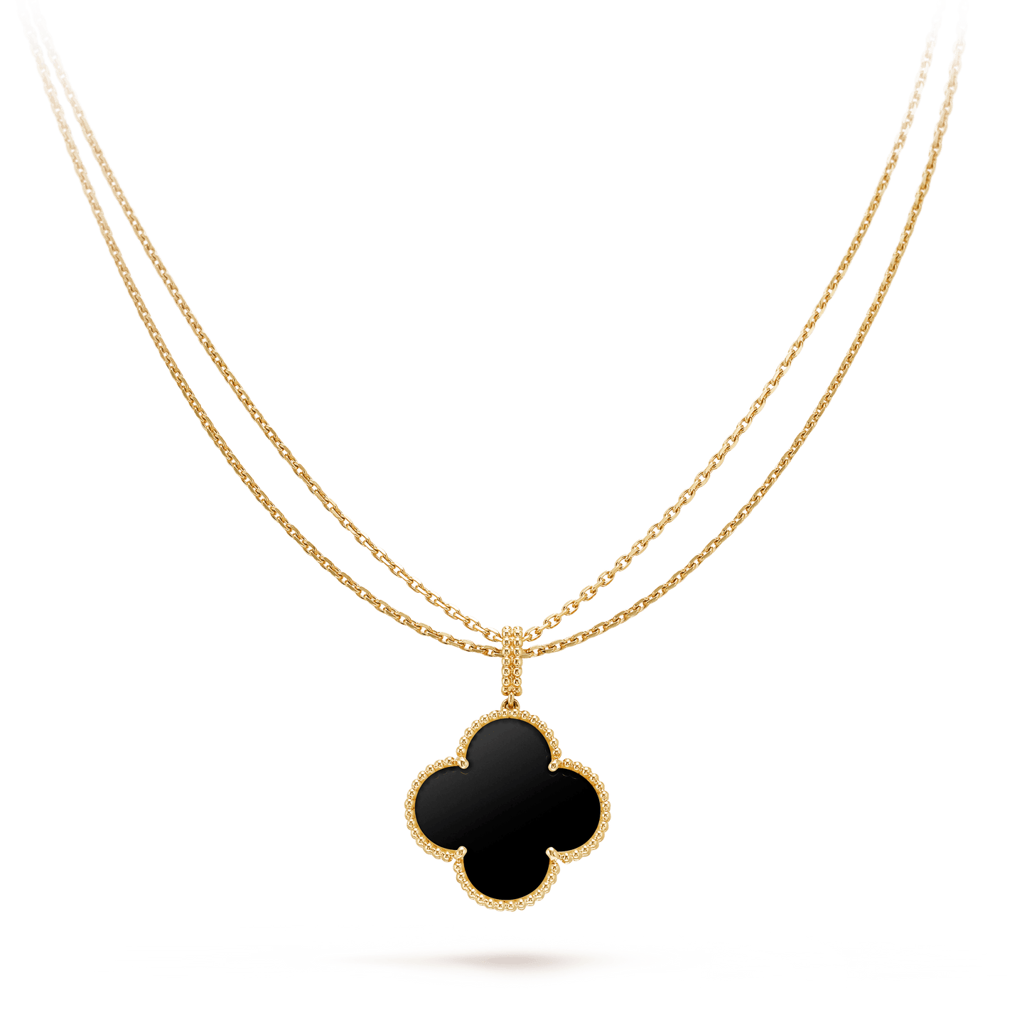 [Love Lucky]CLOVER 25MM GOLD ONYX BIG CLOVER HALSKETTE