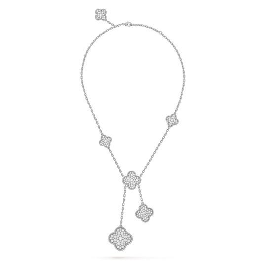 [Love Lucky]CLOVER 5 MOTIVE SILBER DIAMANTEN HALSKETTE