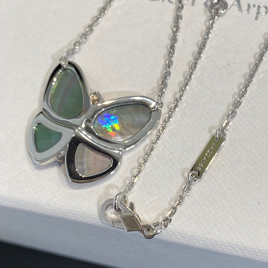 [Love Lucky] GROSSE SCHMETTERLING-SILBERANHÄNGER-DIAMANT-HALSKETTE