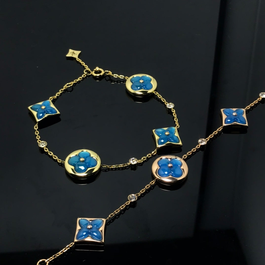 [Love Lucky]Stern und Sonne 4 Motiv blau Armband