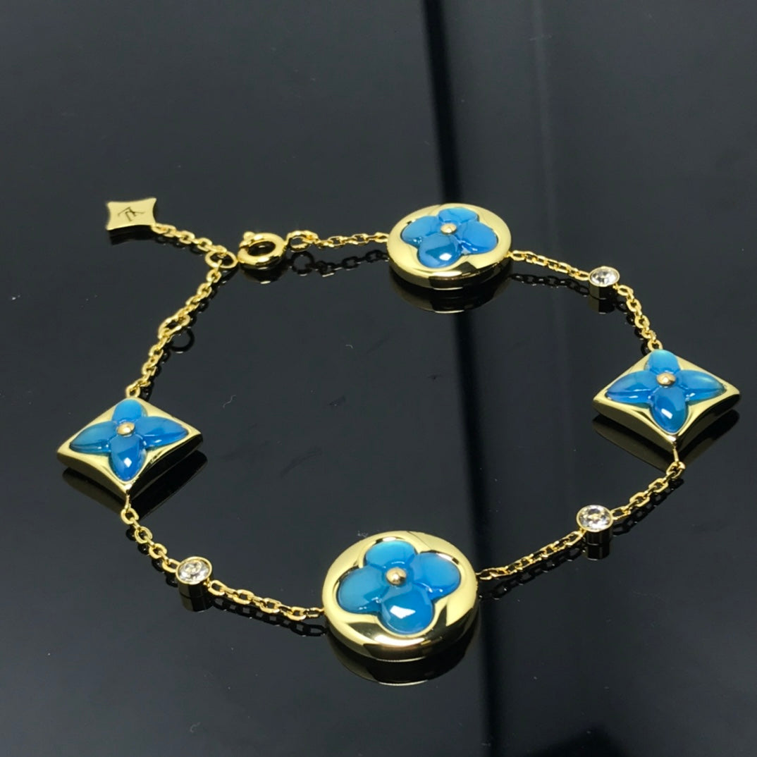 [Love Lucky]Stern und Sonne 4 Motiv blau Armband