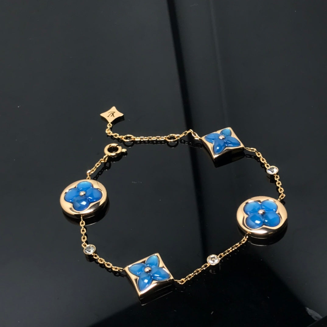 [Love Lucky]Stern und Sonne 4 Motiv blau Armband