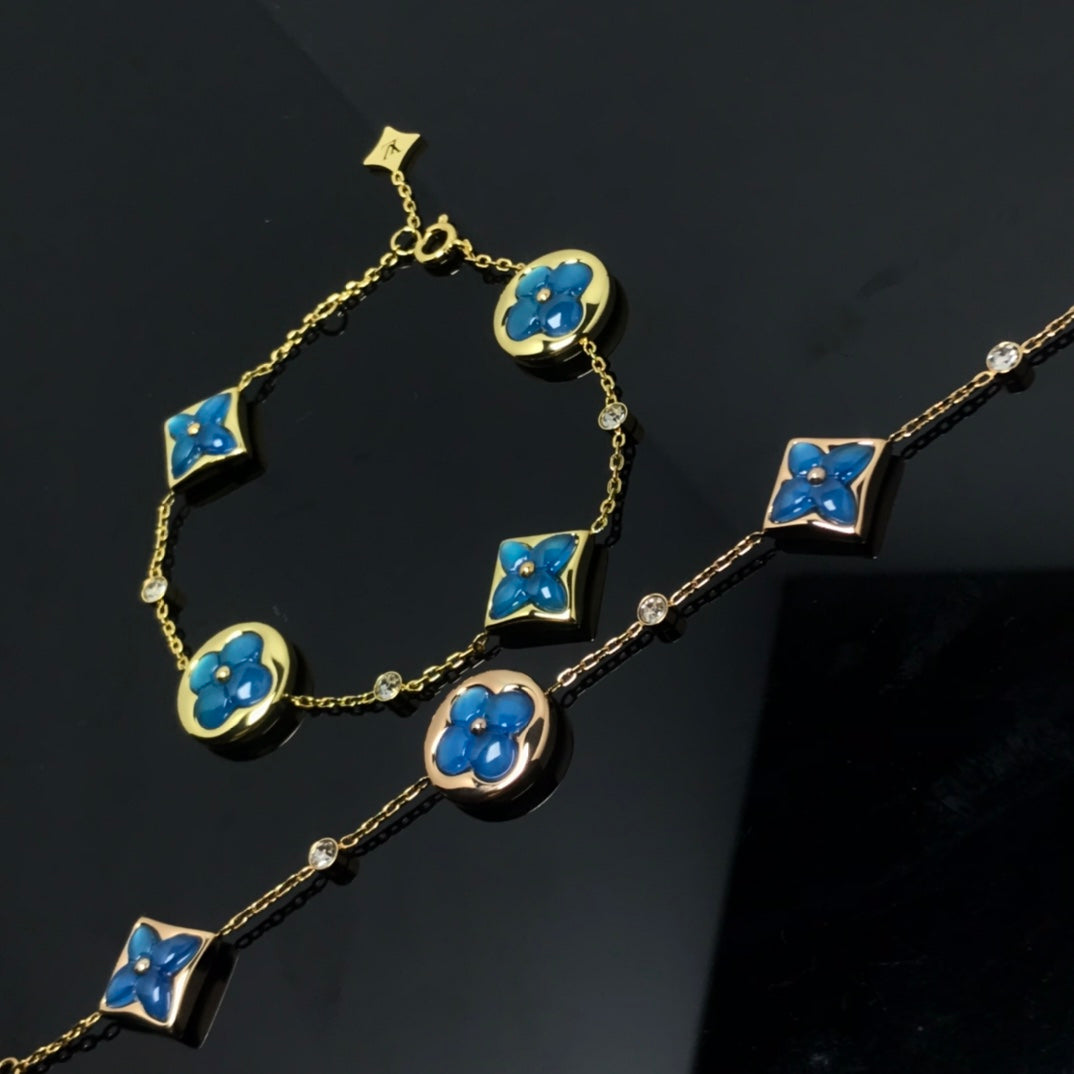 [Love Lucky]Stern und Sonne 4 Motiv blau Armband