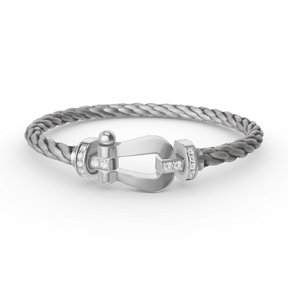[Love Lucky]FORCE GROSSES HUFEISEN-HALBDIAMANTARMBAND SILBER