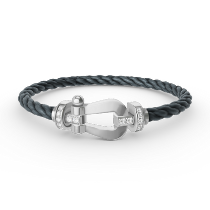 [Love Lucky]FORCE GROSSES HUFEISEN-HALBDIAMANTARMBAND SILBER
