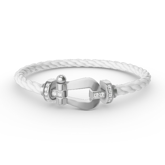 [Love Lucky]FORCE LARGE HORSESHOE HALF DIAMOND BRACELET SILVER