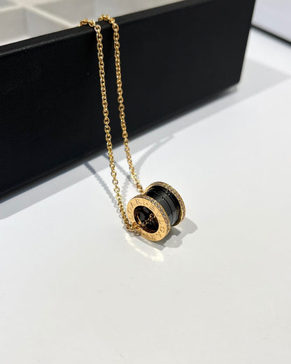 [Love Lucky]ZERO 1 SCHWARZE KERAMIK DIAMANT ROSGOLD HALSKETTE