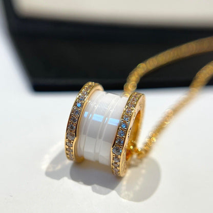 [Love Lucky]ZERO 1 WEISSE KERAMIK DIAMANT ROSGOLD HALSKETTE