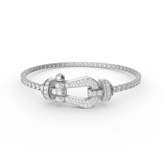 [Love Lucky]FORCE GROSSES HUFEISEN-TENNISARMBAND MIT VOLLEN DIAMANTEN 