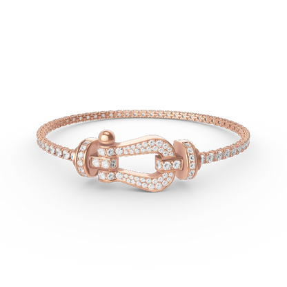[Love Lucky]FORCE GROSSES HUFEISEN-TENNISARMBAND MIT VOLLEN DIAMANTEN 