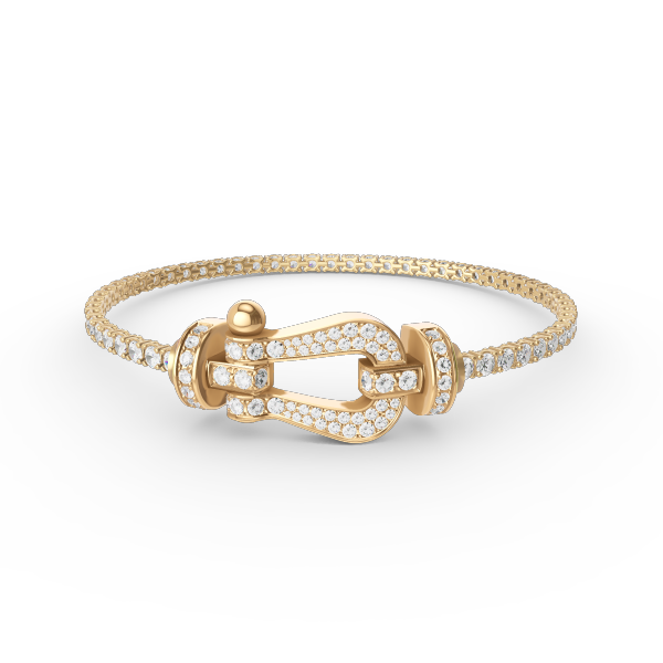 [Love Lucky]FORCE GROSSES HUFEISEN-TENNISARMBAND MIT VOLLEN DIAMANTEN 