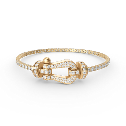 [Love Lucky]FORCE GROSSES HUFEISEN-TENNISARMBAND MIT VOLLEN DIAMANTEN 